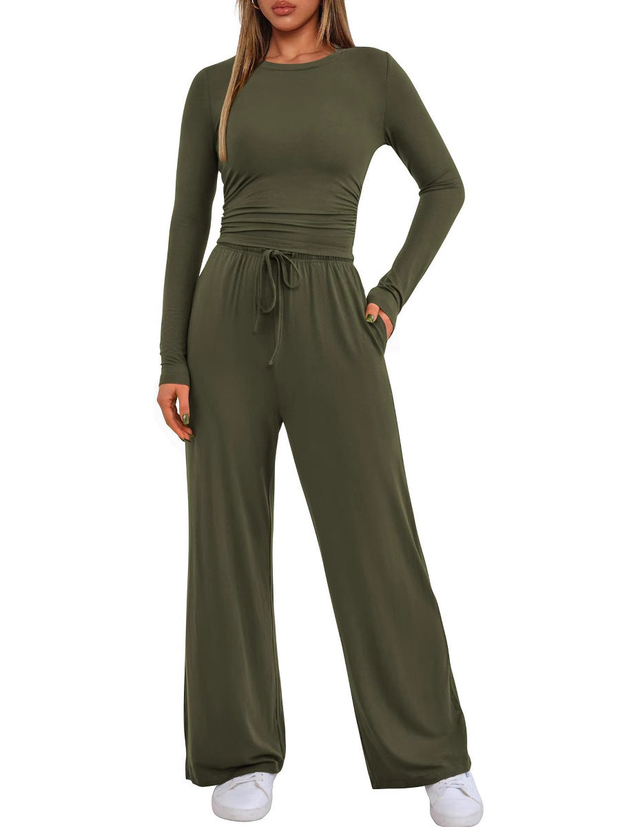Women Casual Long Sleeve Solid Color Suit