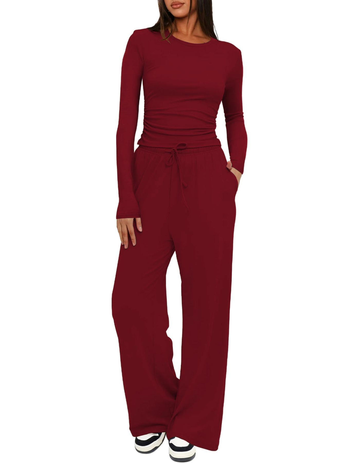 Women Casual Long Sleeve Solid Color Suit