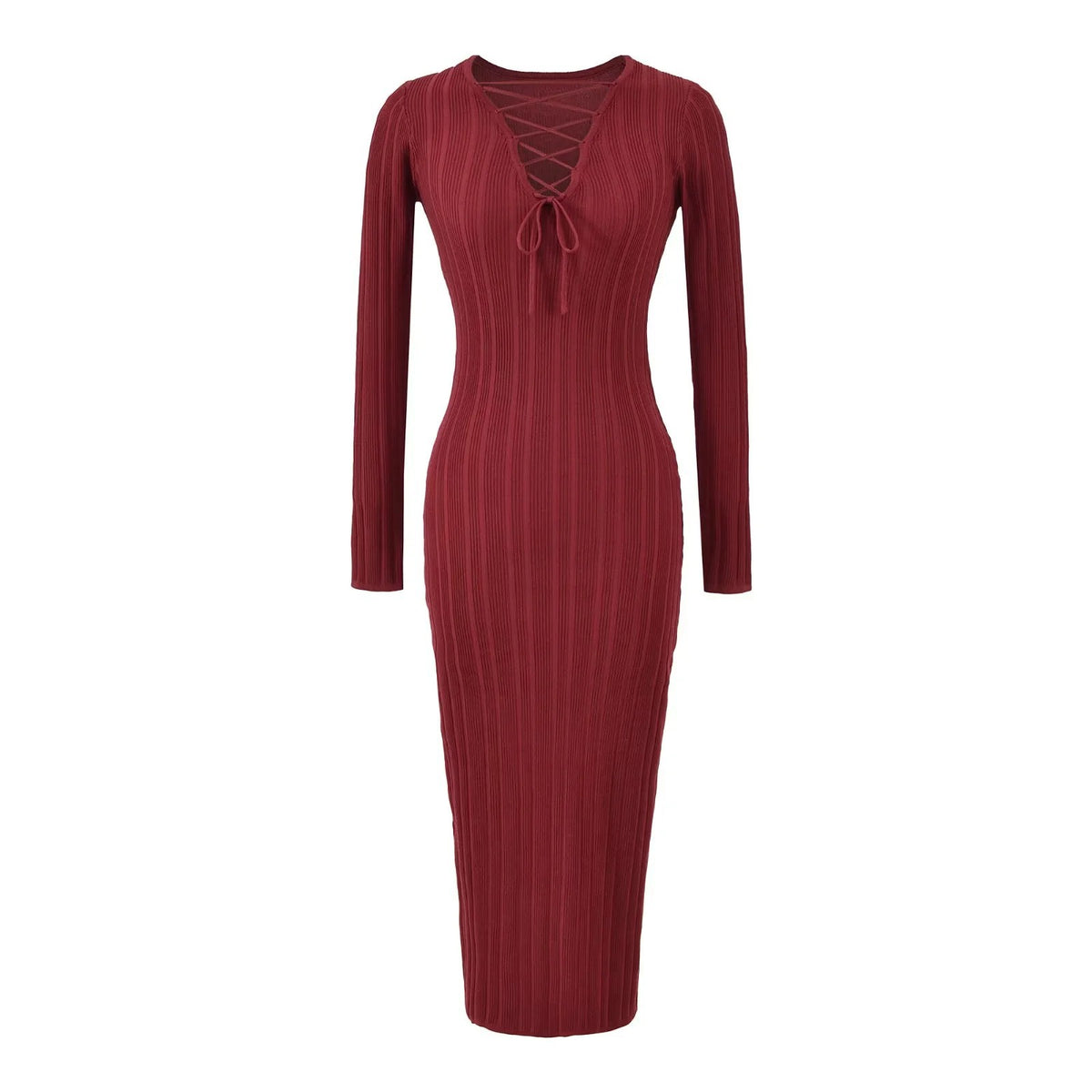 Knit Twist Waist Long Dress